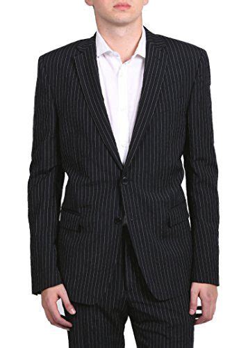 versace collection men's pinstripe two piece viscose suit black white|Versace Two.